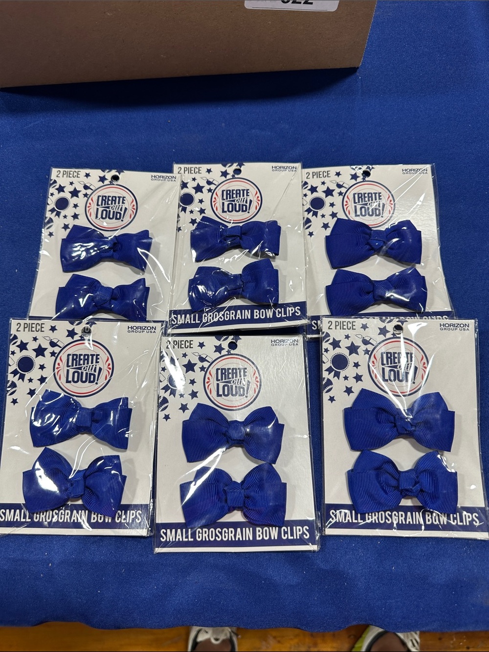Royal Blue Small Grosgrain Bow Clips - 2 Pack 12 total NEW